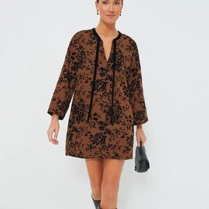 Elegant Brown Floral Mini Dress